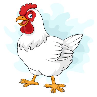 Cartoon white hen isolated on white background clipart