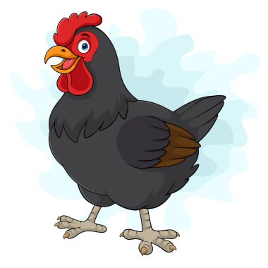 Cartoon black hen isolated on white background clipart