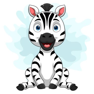 beyaz arkaplanda karikatür zebra