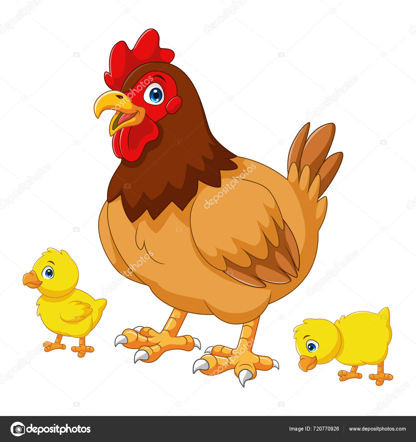 Gallina Dibujos Animados Con Sus Polluelos Bebé Vector De Stock 720770926 De ©reyyarts 9885