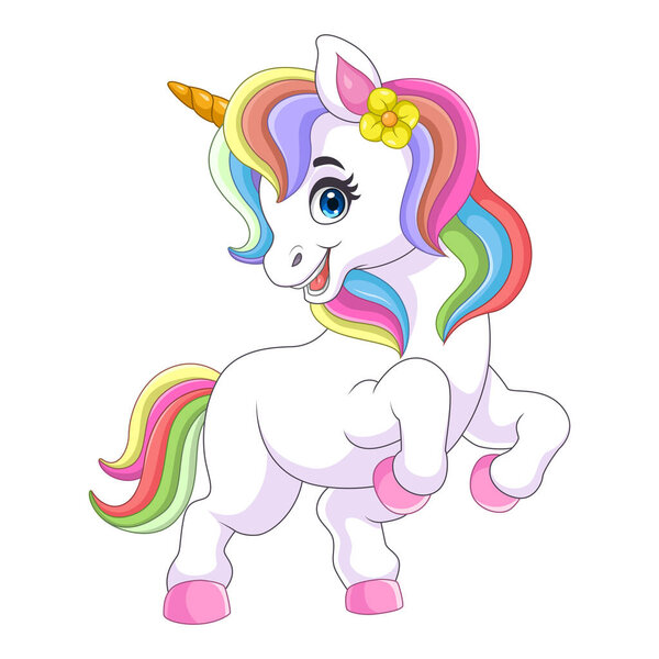 Cartoon rainbow horse isolated on white background