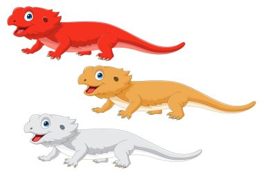 types of cartoon bearded dragon on white background clipart