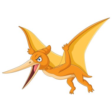 Beyaz arkaplanda çizgi film pterodactyl