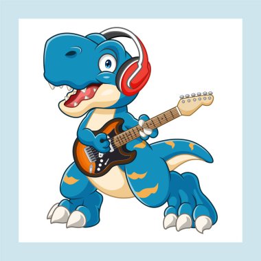 Gitar çalan sevimli küçük dinozor.