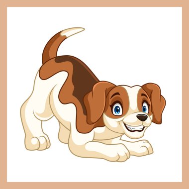 Tatlı çizgi film av köpeği eğiliyor.