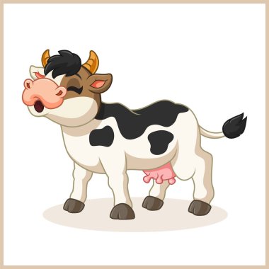 cartoon little cow singing and mooing clipart