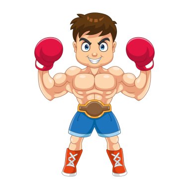 Tatlı çizgi film boksörü altın kemer taşıyarak maçı kazandı.