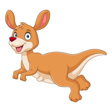 Çizgi film zıplayan Kanguru beyaz arkaplanda izole edildi