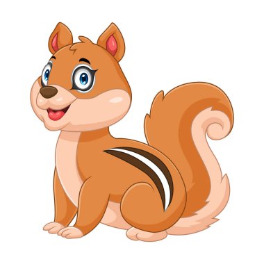 Çizgi film mutlu sincap beyaz arkaplan izole