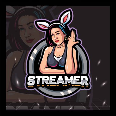 Flamalı kız maskot esport logosu tasarımı