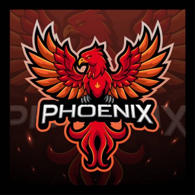 Phoenix kuş maskotu ve spor logosu tasarımı
