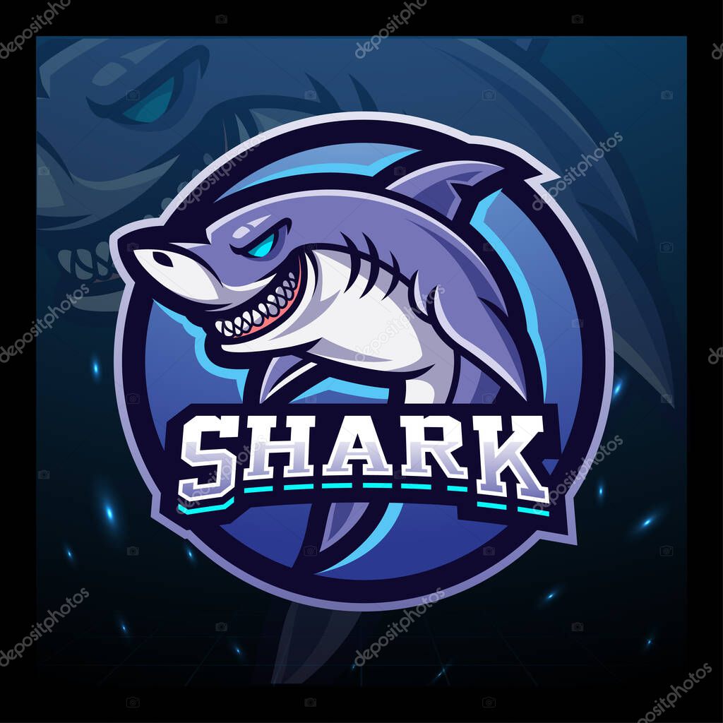 Great white Shark mascot e sport logo design