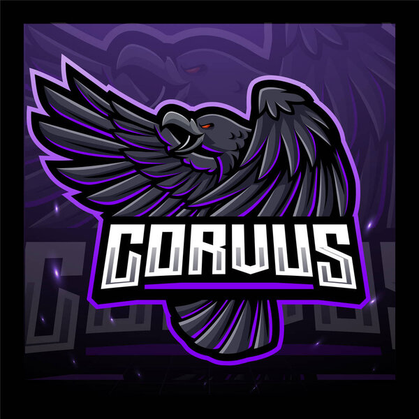 Дизайн логотипа Corvus raven bird esport