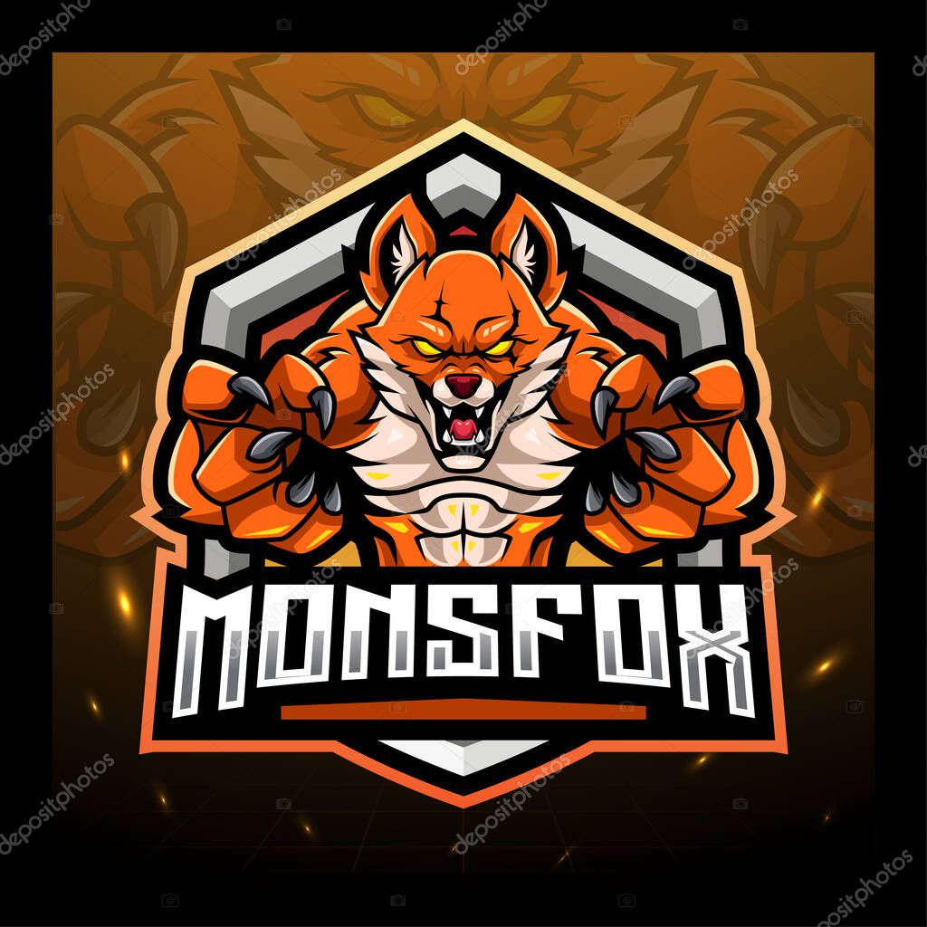 Monster fox mascot esport logo design
