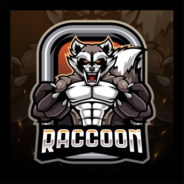 Rakun maskotu esport logosu tasarımı