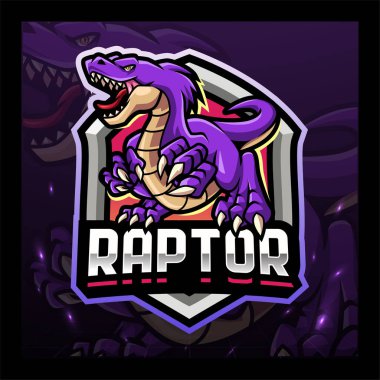 Raptor maskotu esport logosu tasarımı