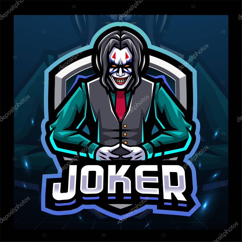 Joker clown mascot esport logo design