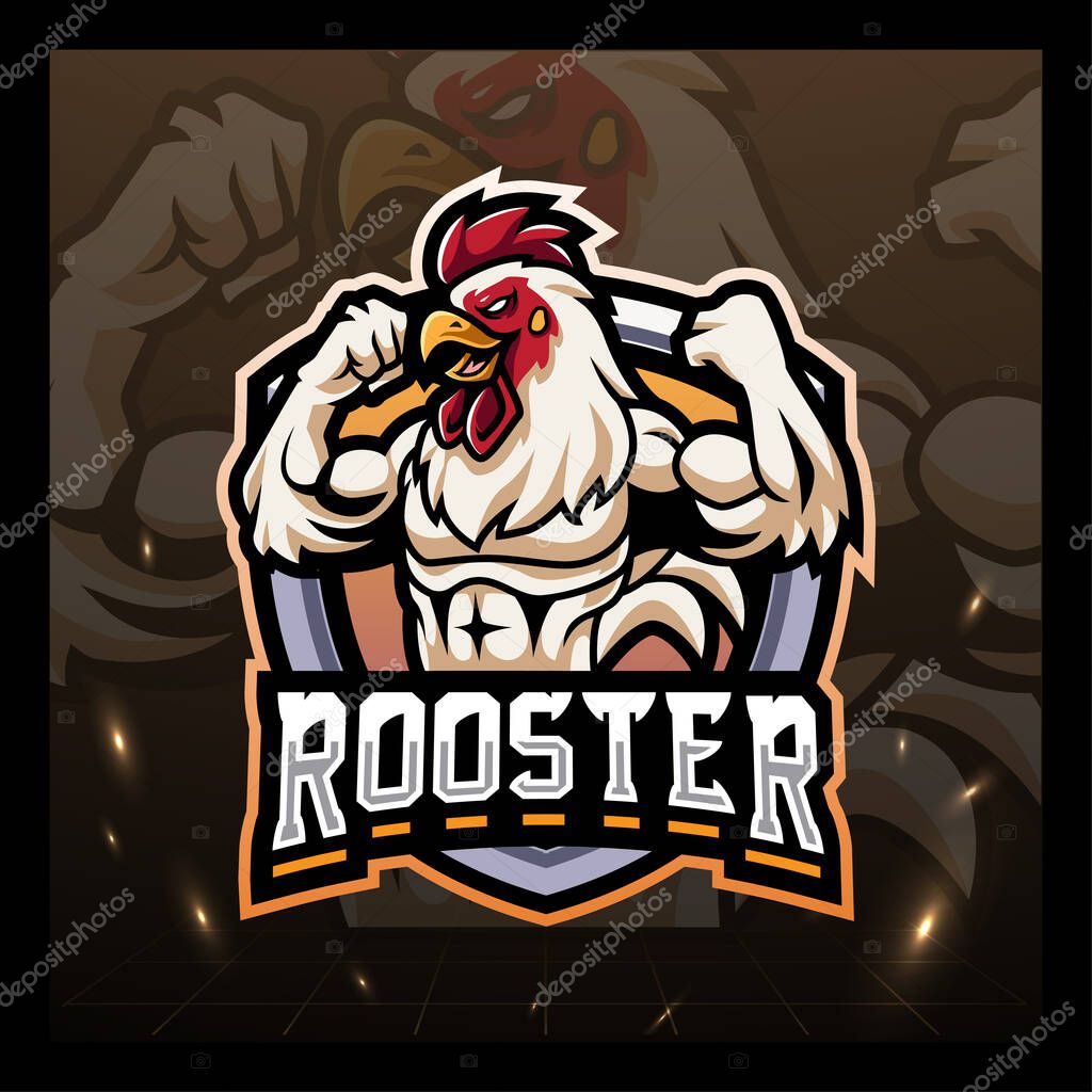 The Strong rooster character mascot t shirt illustration design