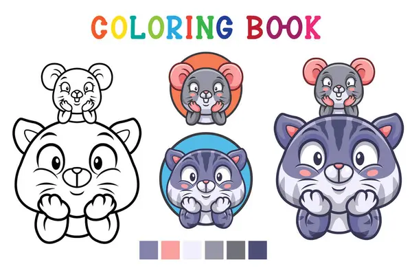 Çizgi film kedi ve fare boyama kitabı tarzında