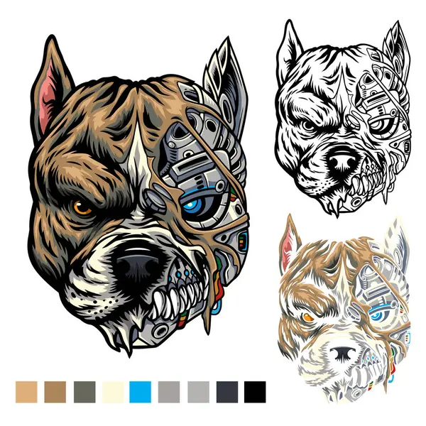 Robot pitbull köpek kafası tasarımı