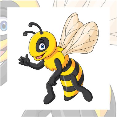 Beyaz arka plan üzerinde çizgi film yaban arısı