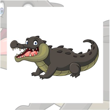 Şirin timsah izole üzerinde beyaz arka plan çizgi film