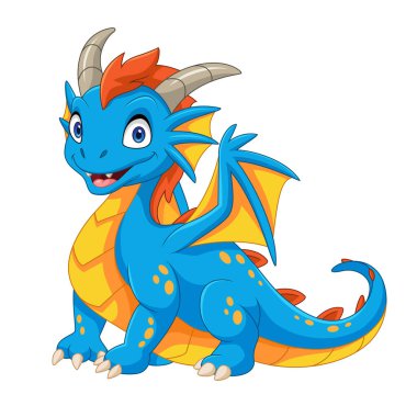 Beyaz arka planda çizgi film küçük ejderha