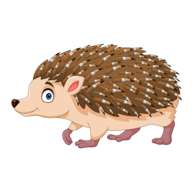 Beyaz arka planda şirin kirpi çizgi filmi.