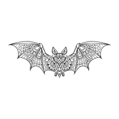 Beyaz arkaplanda yarasa mandala sanatları izole
