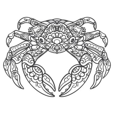 Yengeç mandala sanatı beyaz arkaplanda izole
