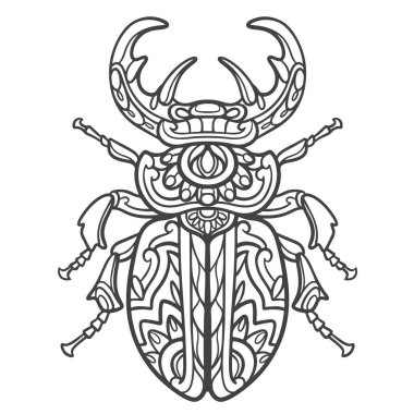 Böcek Böceği Ana Hattı Mandala Sanatları beyaz arkaplanda izole