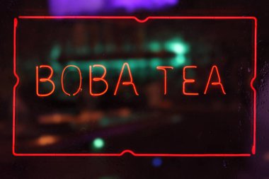 Bubble Tea - Boba, Tawainese dilinde Tapioca Vintage Neon Tabelasıdır