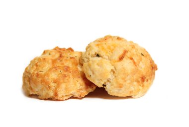 Garlic and Cheddar Cheese Biscuits Isolated on White Background