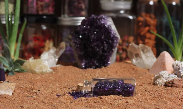 Amethyst Crystals Chakra Stones Australian Red Sest 명상용 — 스톡 사진