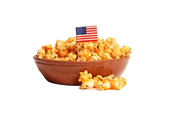 Cheese Popcorn Bowl American Flag White — 스톡 사진