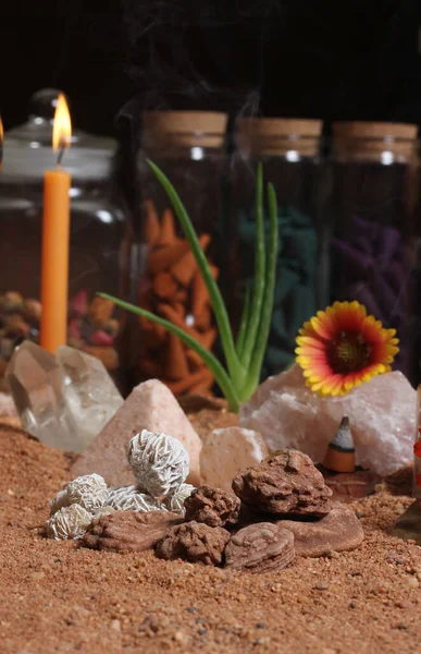 Desert Rose Rocks Med Kvarts Kristaller Australiska Röd Sand Meditation — Stockfoto