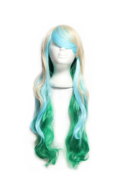 Blonde Green Wig Mannequin Head White — Stock Photo, Image