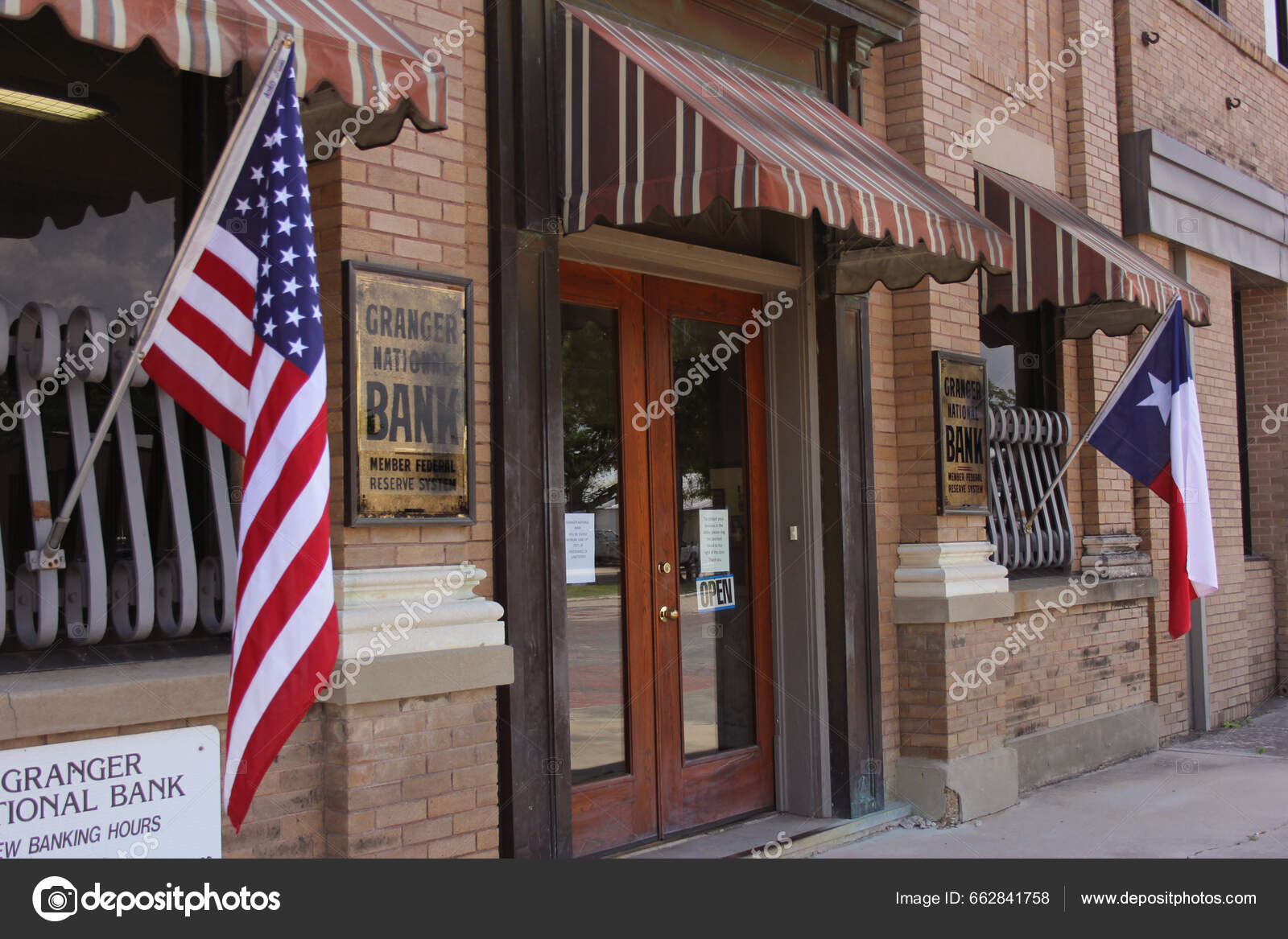 Granger June 2023 Historic Downtown Bank Building Granger Texas Stock