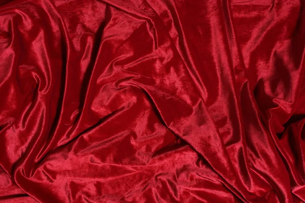 stock image Bundle of Bright Red Velvet Fabric Overhead View