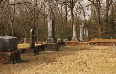 Doğu Teksas kırsalındaki tarihi mezarlık. Meador Mezarlığı