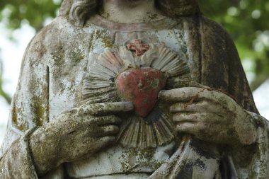 Kırsal Tarih Mezarlığı 'ndaki Eski İsa Heykeli. Kırsal Doğu Teksas