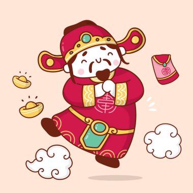 Çin zenginlik tanrısı çizgi film tarzında