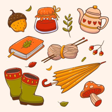 El çizimi sonbahar ögesi koleksiyonu