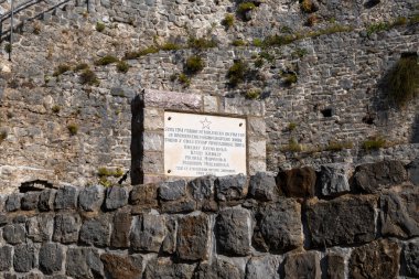 Stari Bar, Montenegro - September 5, 2024 .Photo shows a monument placed in the castle of the city in memory of those who lost their lives at WW2 by the hands of Italians conquerors clipart