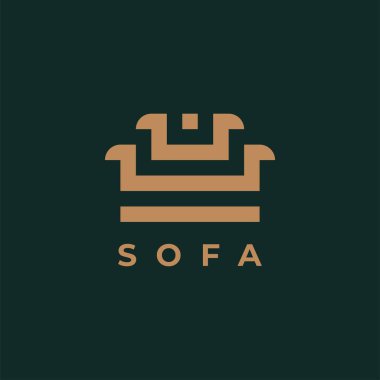 Koltuğun iç mobilya logosu tasarım çizim vektör şablonu