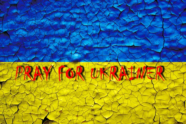 Ukrajnai Zászló Festett Repedt Beton Fal Ukrajnai Orosz Ukrajnai Krízis — Stock Fotó