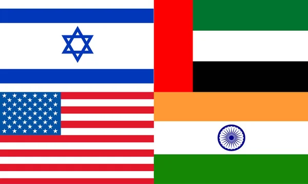 India Israele Noi Emirati Arabi Uniti Bandiere Secondo Quad Group — Foto Stock