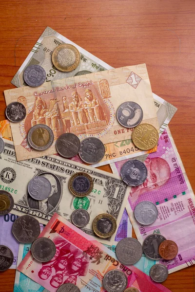 Dünyanın Büyük Para Birimleri Notlar Paralar Arka Plan — Stok fotoğraf