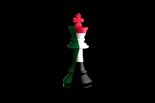 Сумасшедшего Шахматного Короля Нарисованы Судановские Флаги Иллюстрация Суданское Насилие Концепция — стоковое фото