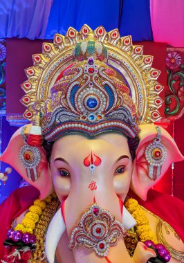 photograph of Lord ganapati Idol, Happy Ganesh Chaturthi. clipart